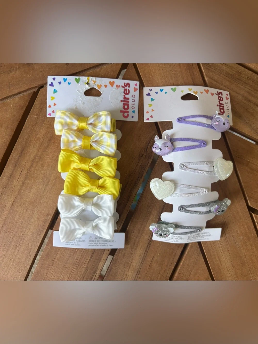NWT Claire's Hair Bows & Clips Yellow Gingham Glitter Hearts Koala Bears Fox